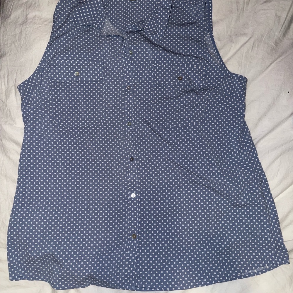 Polka Dot Sleeveless Blue Top